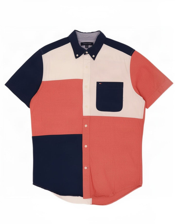 Męska koszula z krótkim rękawem Tommy Hilfiger, mała, wielokolorowa, z blokami kolorów