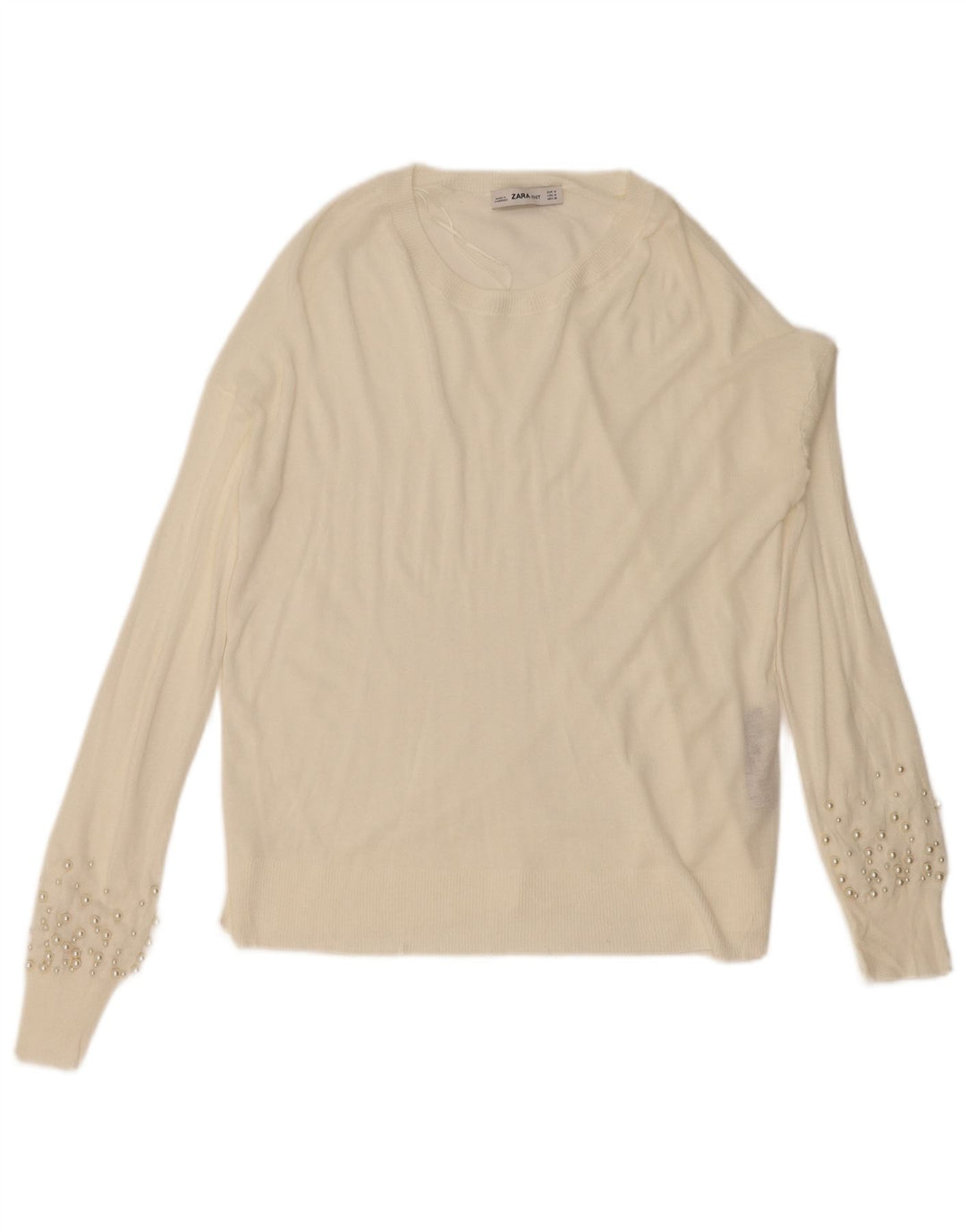 ZARA Womens Blouse Top UK 14 Medium Off White Spotted Viscose