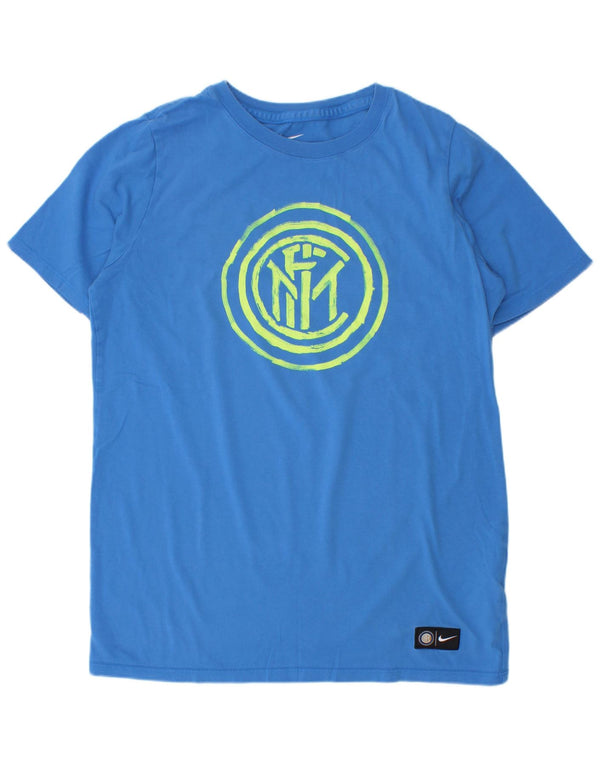 Chłopięcy T-shirt z grafiką Nike Inter Milan na 12-13 lat, duży, niebieski, bawełniany