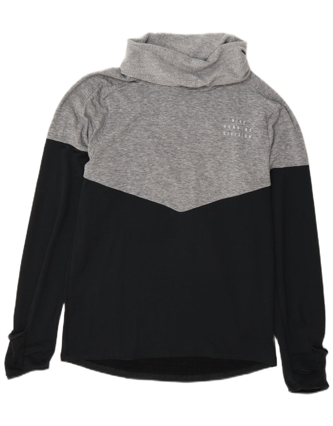 Damska bluza dresowa Nike Therma-Fit z wywijanym dekoltem, mała, szara, z blokami kolorów