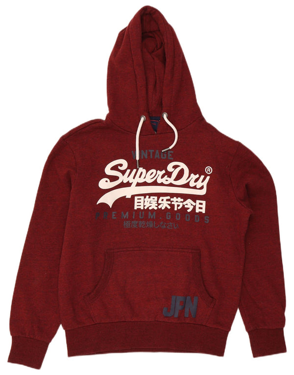 Męski sweter z kapturem Superdry z grafiką XL, bordowy poliester