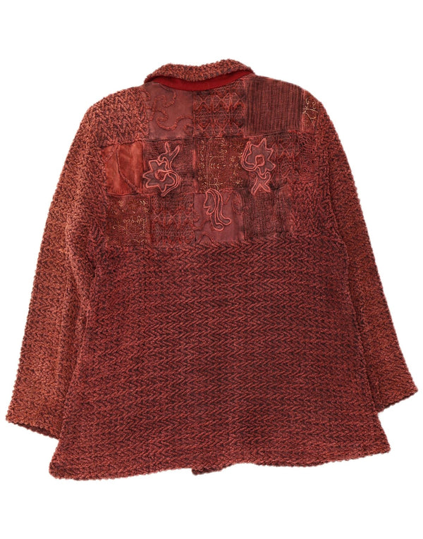 Damska kurtka bomberka w stylu vintage UK 14 Średni bordowy kwiatowy