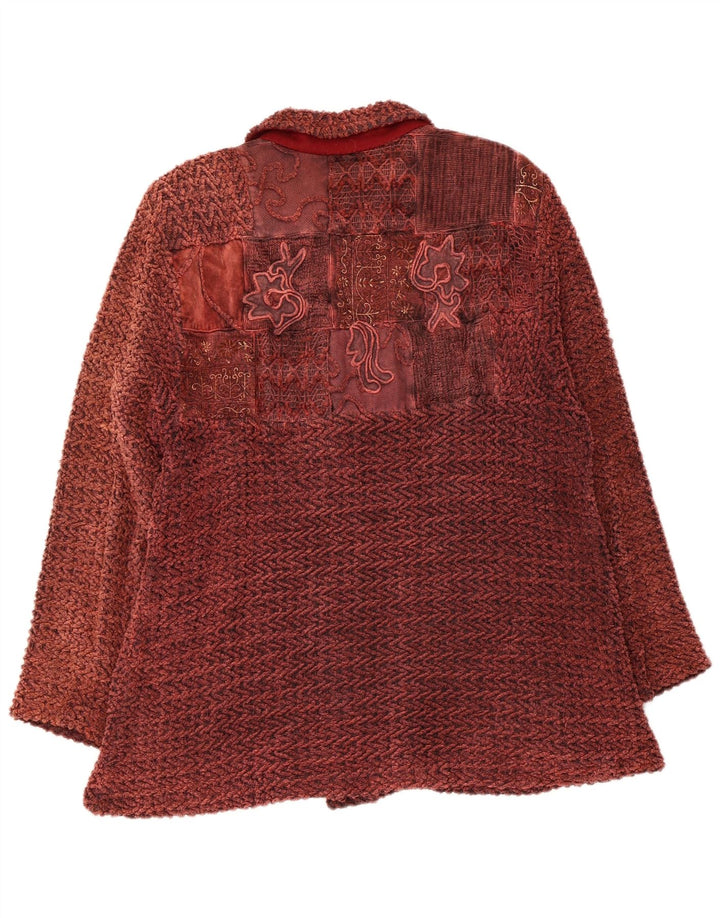 Damska kurtka bomberka w stylu vintage UK 14 Średni bordowy kwiatowy