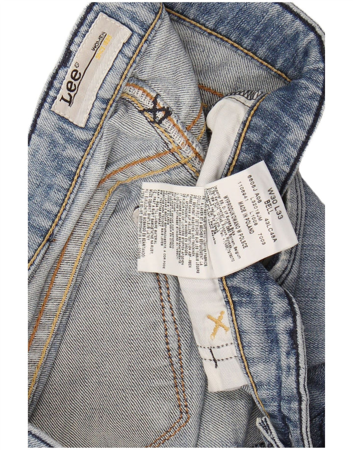 Damskie spodenki jeansowe LEE Bell Distressed W30 Średnioniebieskie, bawełniane