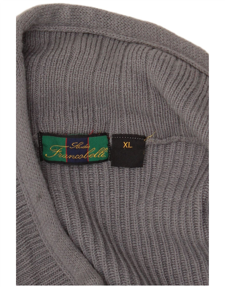 Vintage męski sweter rozpinany XL szary