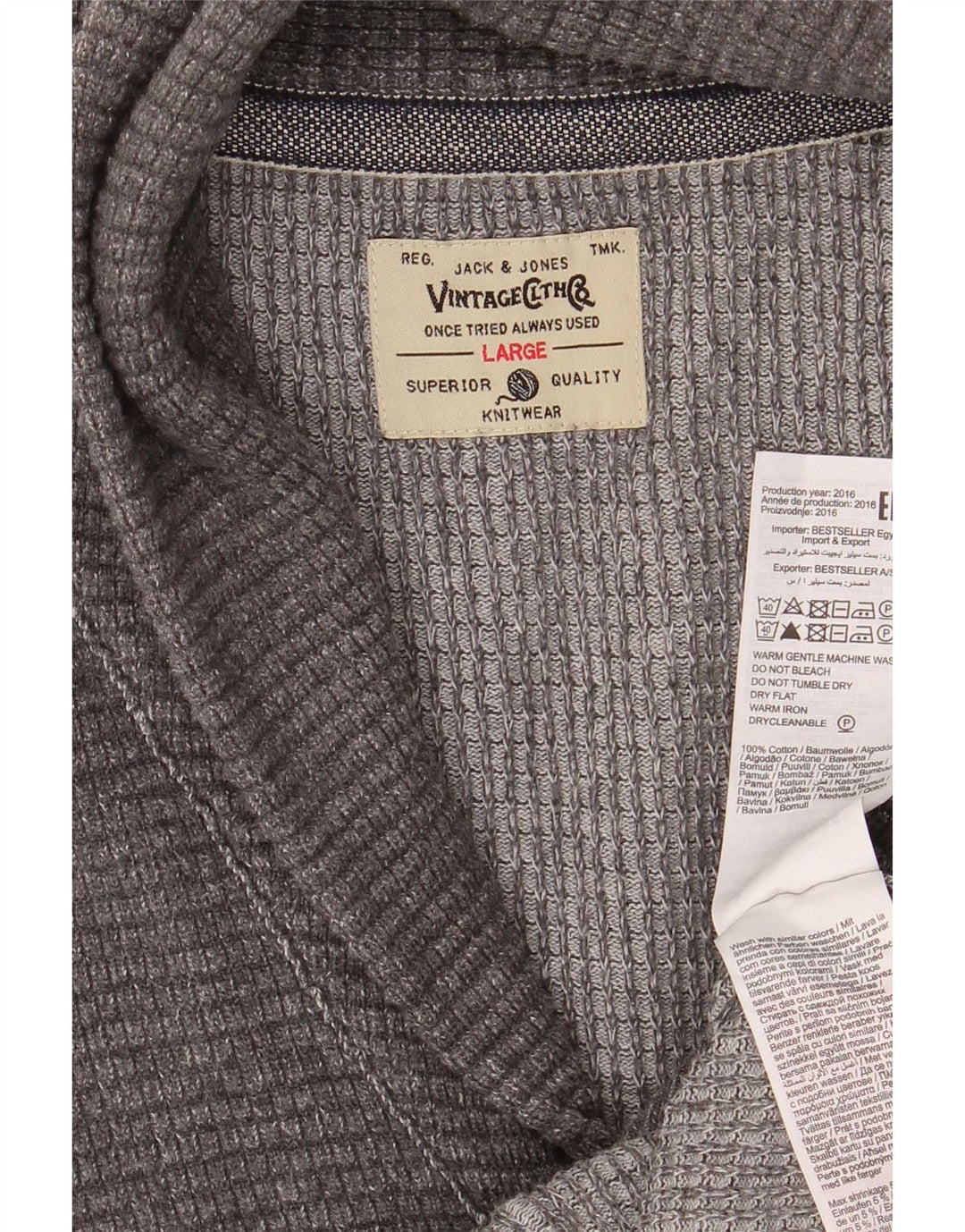 Męski sweter kardigan Jack & Jones, duży, szary, bawełniany