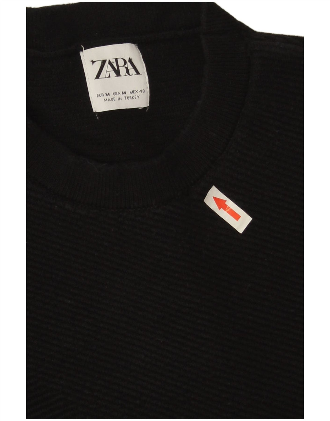 Męski sweter z okrągłym dekoltem Zara, średniej wielkości, czarny, bawełniany