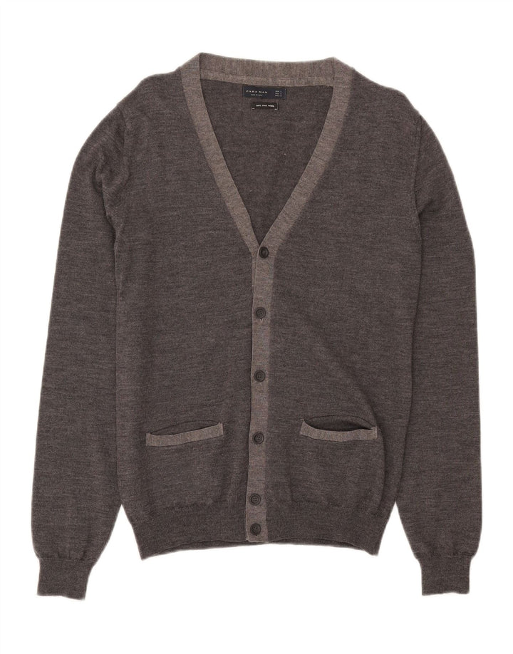 Męski sweter Zara, duży, szary, wełniany