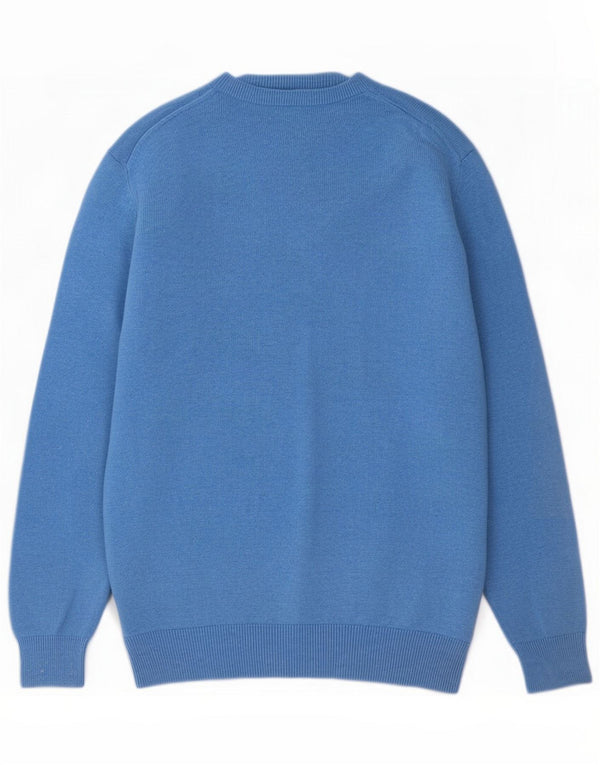 Crew Clothing Męski sweter z dekoltem w kształcie litery V, duży, niebieski, bawełniany