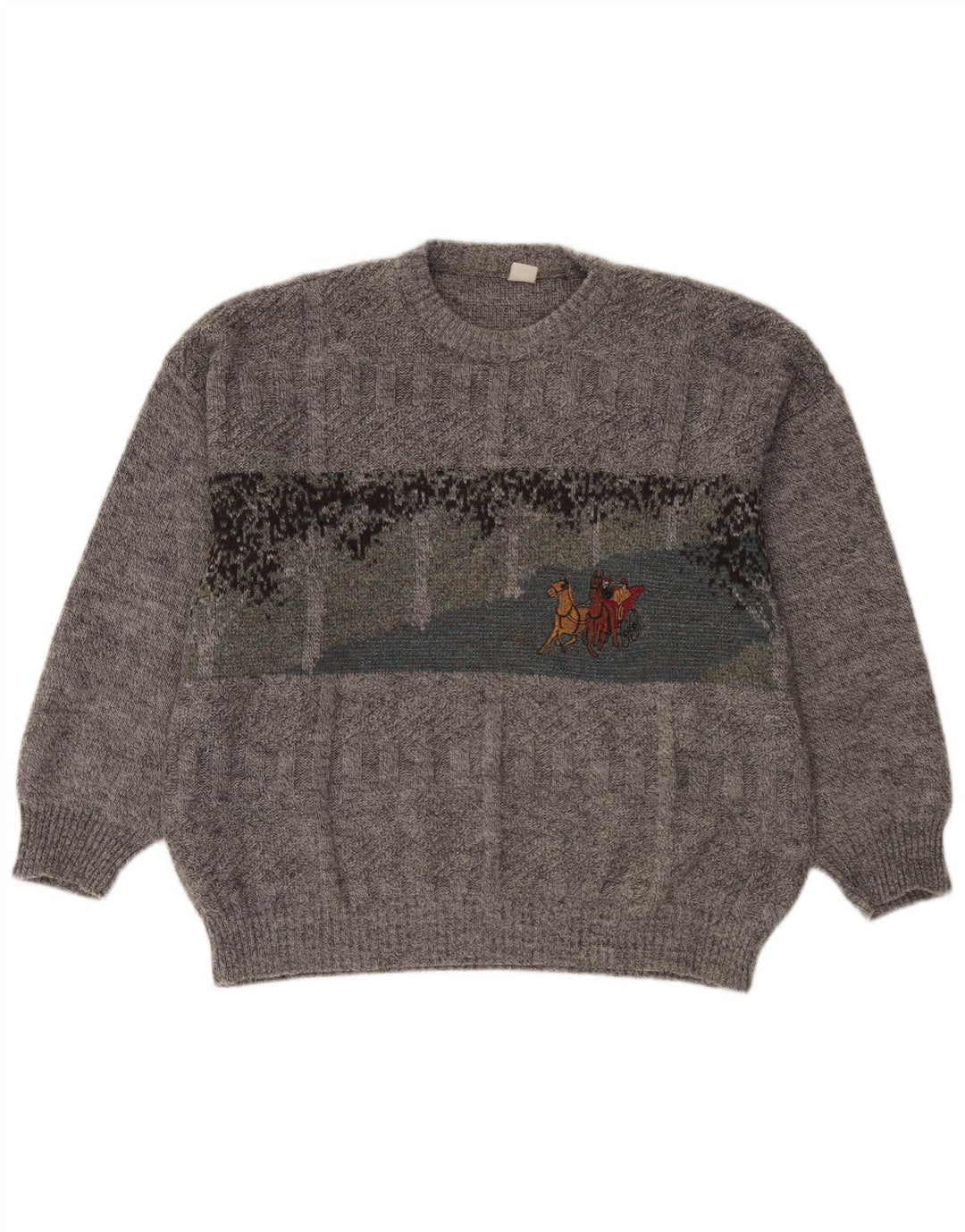 Vintage męski sweter z okrągłym dekoltem XL szary