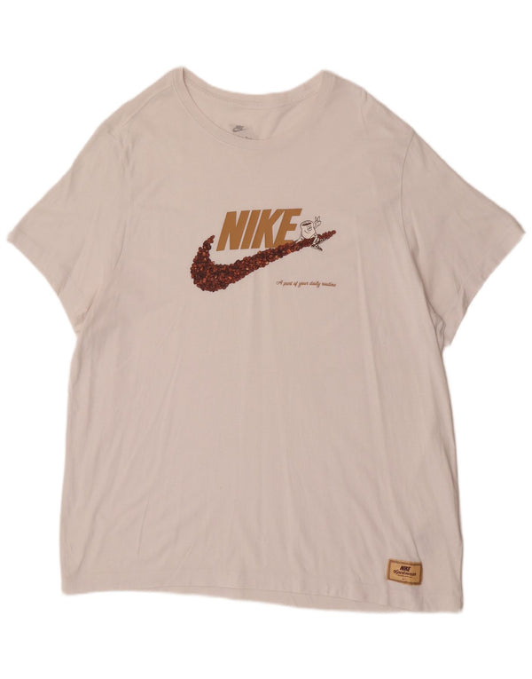 Męski T-shirt z grafiką Nike, 2XL, biała bawełna