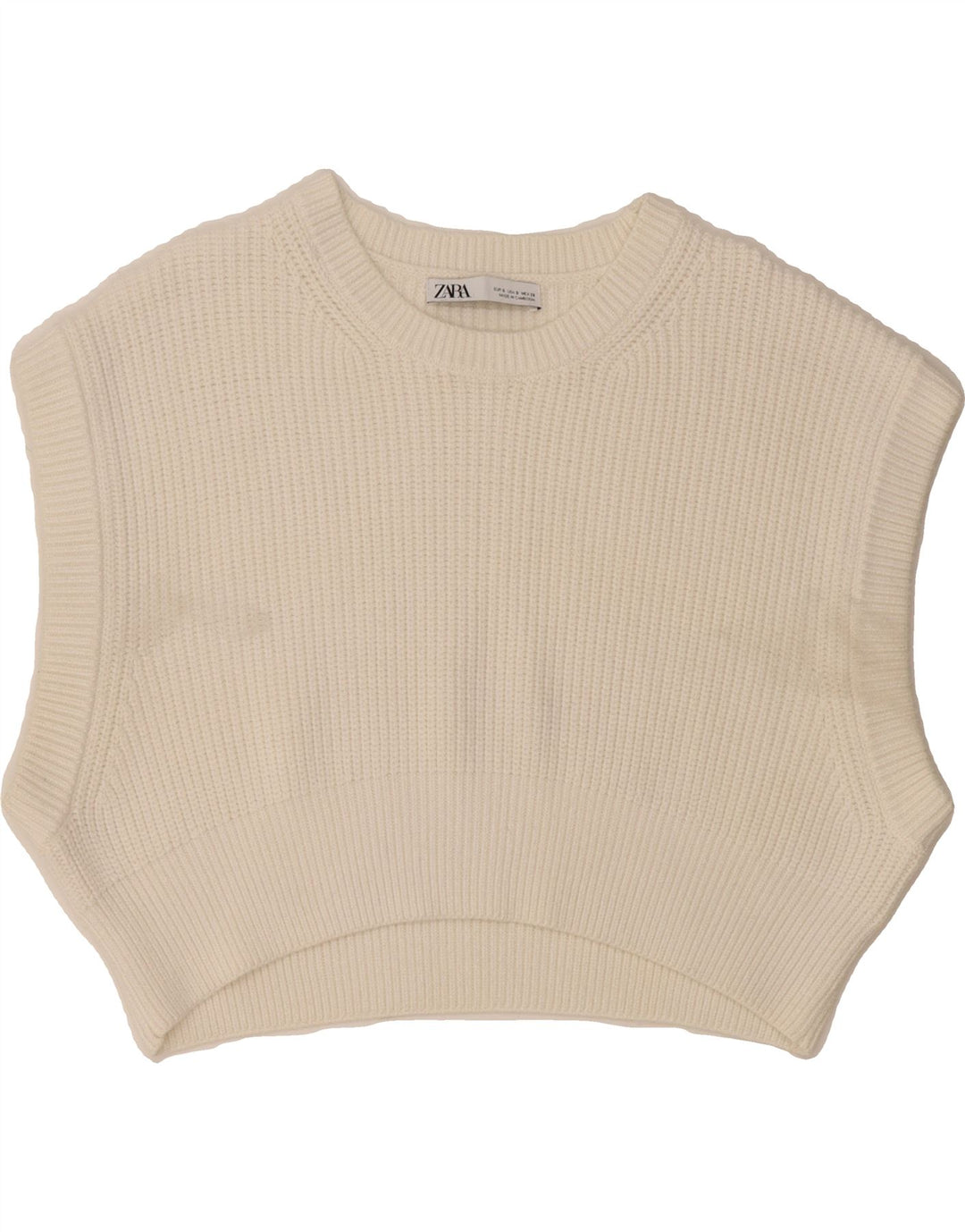 ZARA Womens Oversized Crop Vest Tank Top UK 10 Small White Viscose Vintage Zara and Second-Hand Zara from Messina Hembry 