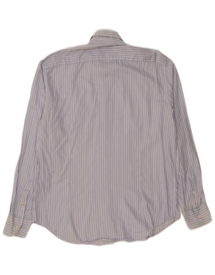 BEST COMPANY Mens Shirt Medium Blue Pinstripe Cotton