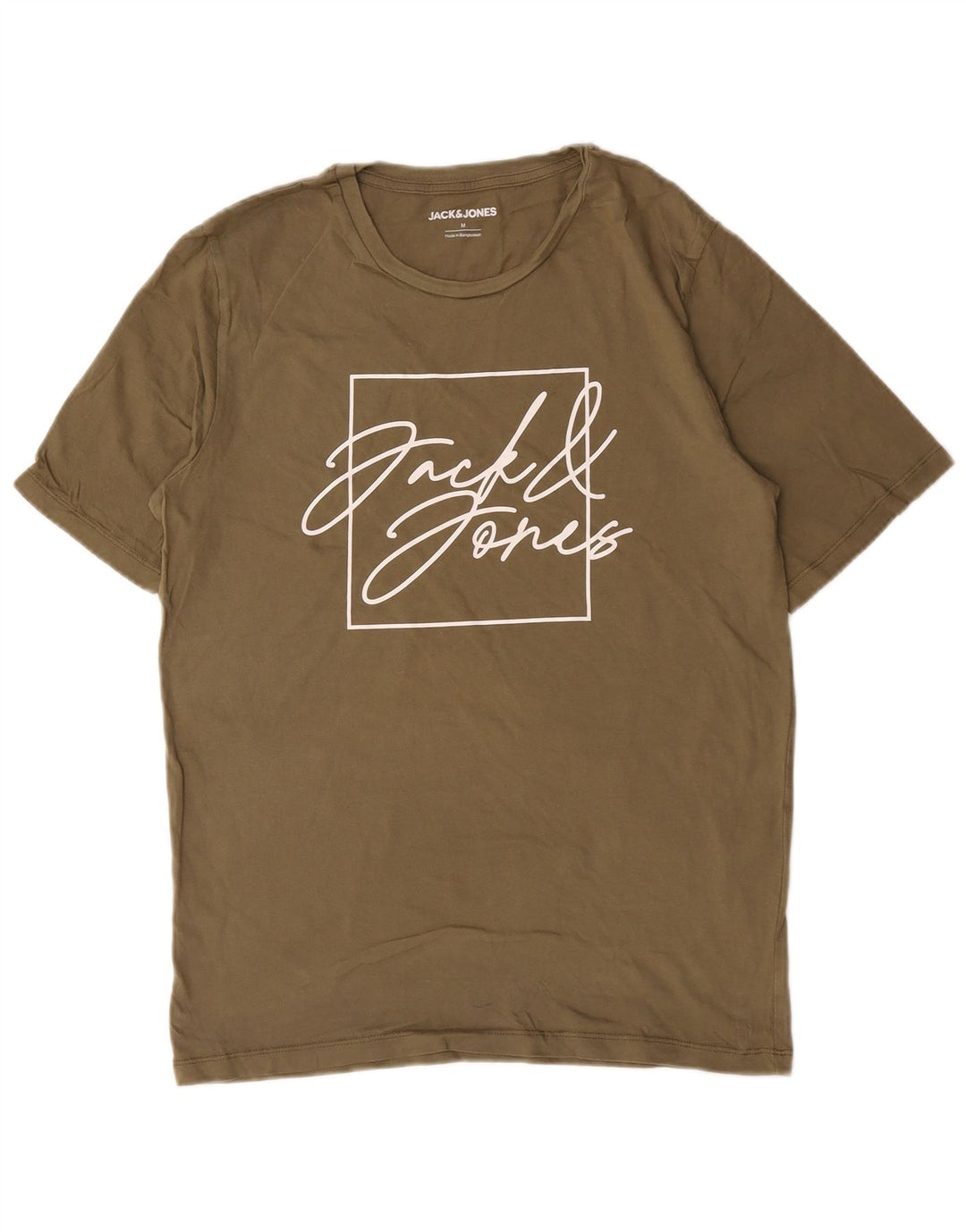 Męska koszulka z grafiką Jack & Jones, średnia, bawełniana khaki