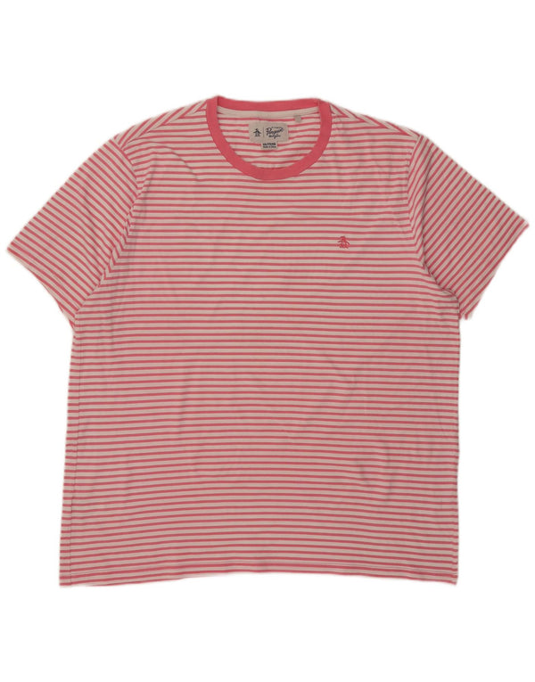 T-shirt męski Penguin Top 2XL Różowy, bawełniany w paski