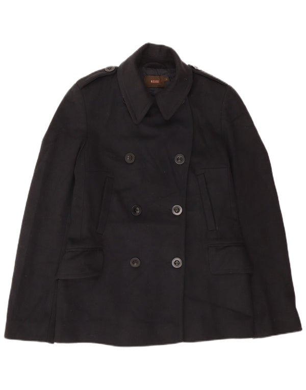Reiss Womens Military Pea Coat UK 10 Small Navy Blue Wool
