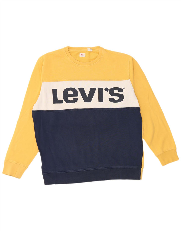 Męska bluza Levi's z grafiką, duża, żółta, bawełniana w bloki kolorów