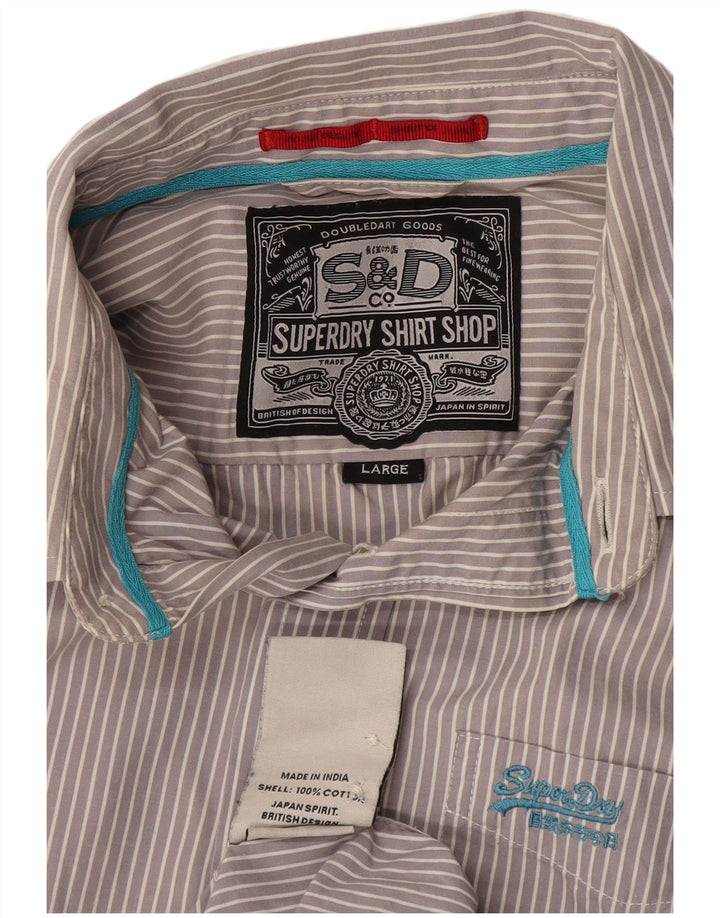 Koszula męska Superdry, duża, bawełniana w szare paski
