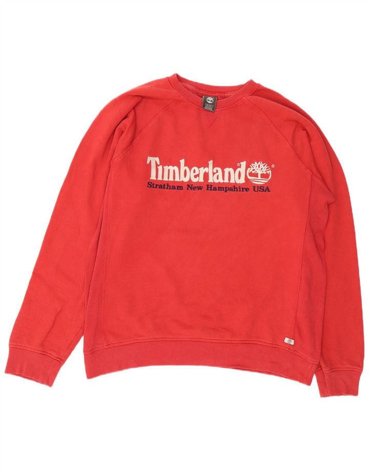 TIMBERLAND Mens Regular Fit Graphic Sweatshirt Jumper XL Red Cotton Vintage Timberland and Second-Hand Timberland from Messina Hembry 