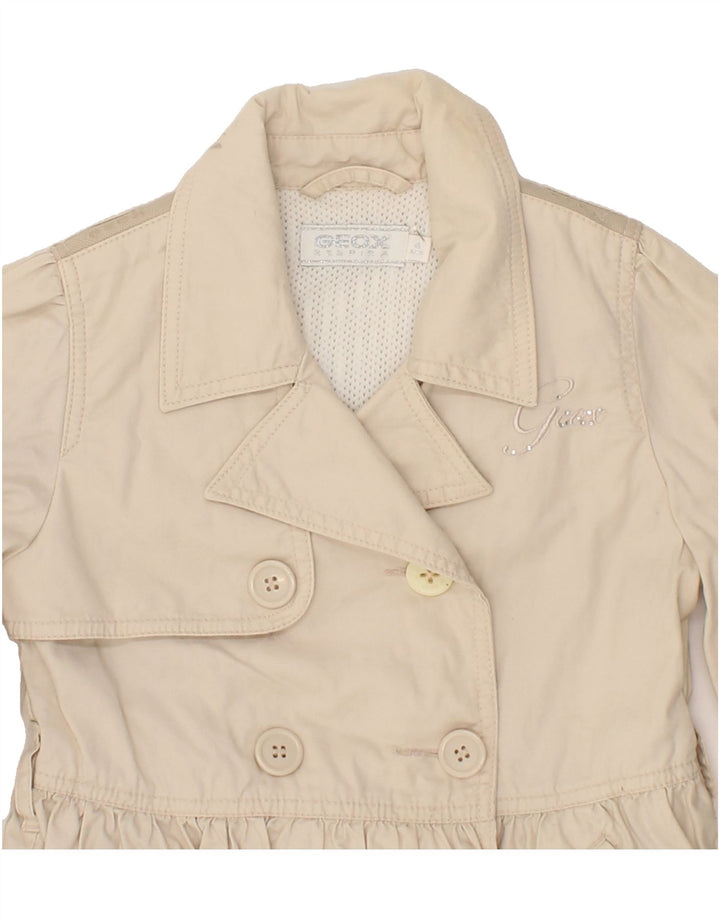 GEOX Girls Double Breasted Bomber Jacket 3-4 Years Beige Cotton Vintage Geox and Second-Hand Geox from Messina Hembry 