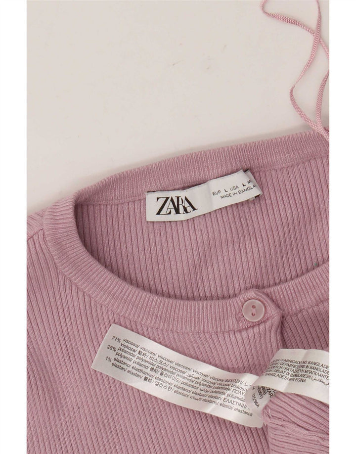 Damski krótki top Zara UK 14, duży, różowy, wiskoza