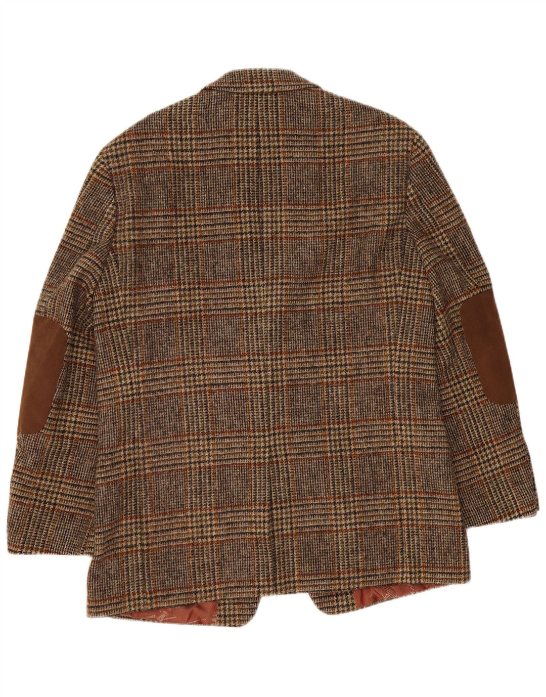 Męska marynarka zapinana na 2 guziki Harris Tweed IT 52 XL Wełniana brązowa kratka