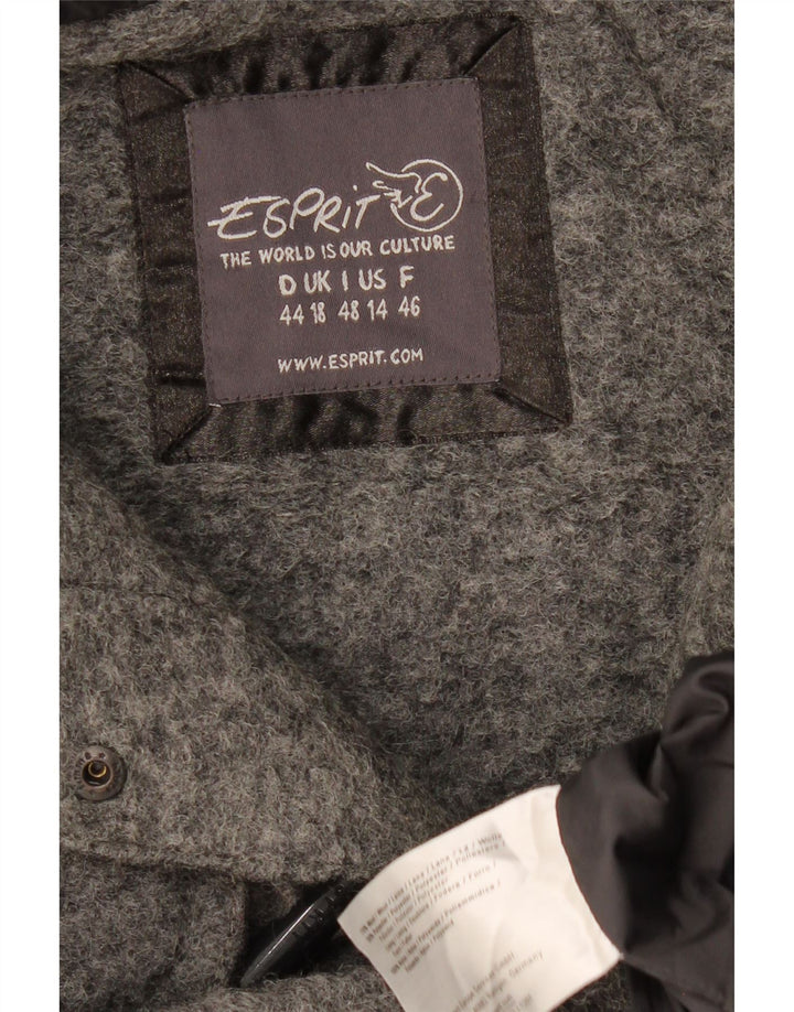 Damski płaszcz z kapturem ESPRIT UK 18 XL, szara wełna