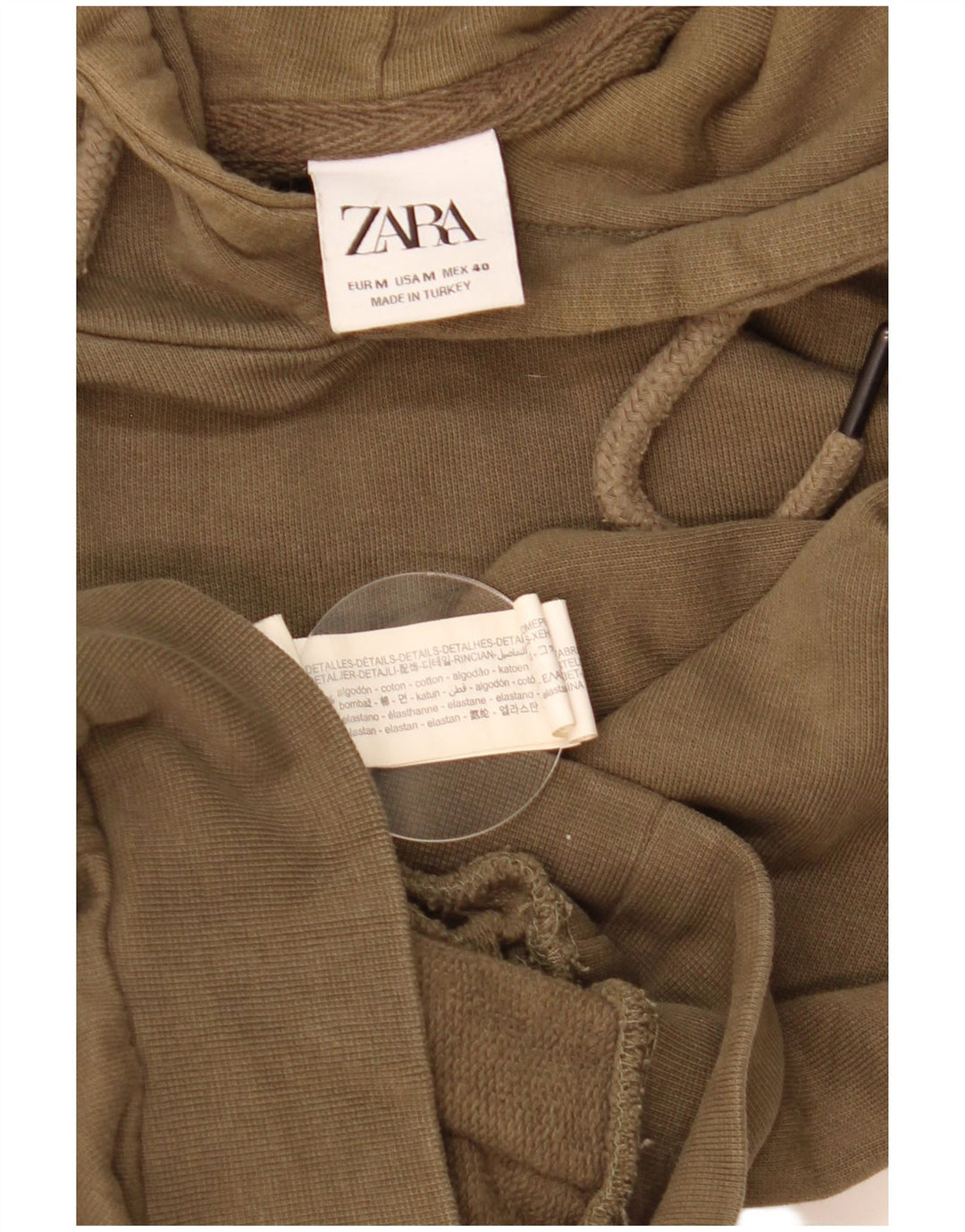 Męski sweter z kapturem Zara, średniej wielkości bawełna khaki