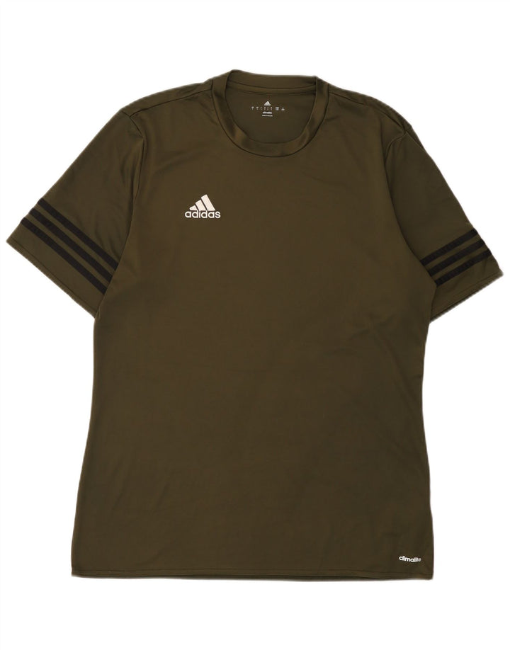 Adidas Męska koszulka Climalite Top, duża, z poliestru w kolorze khaki
