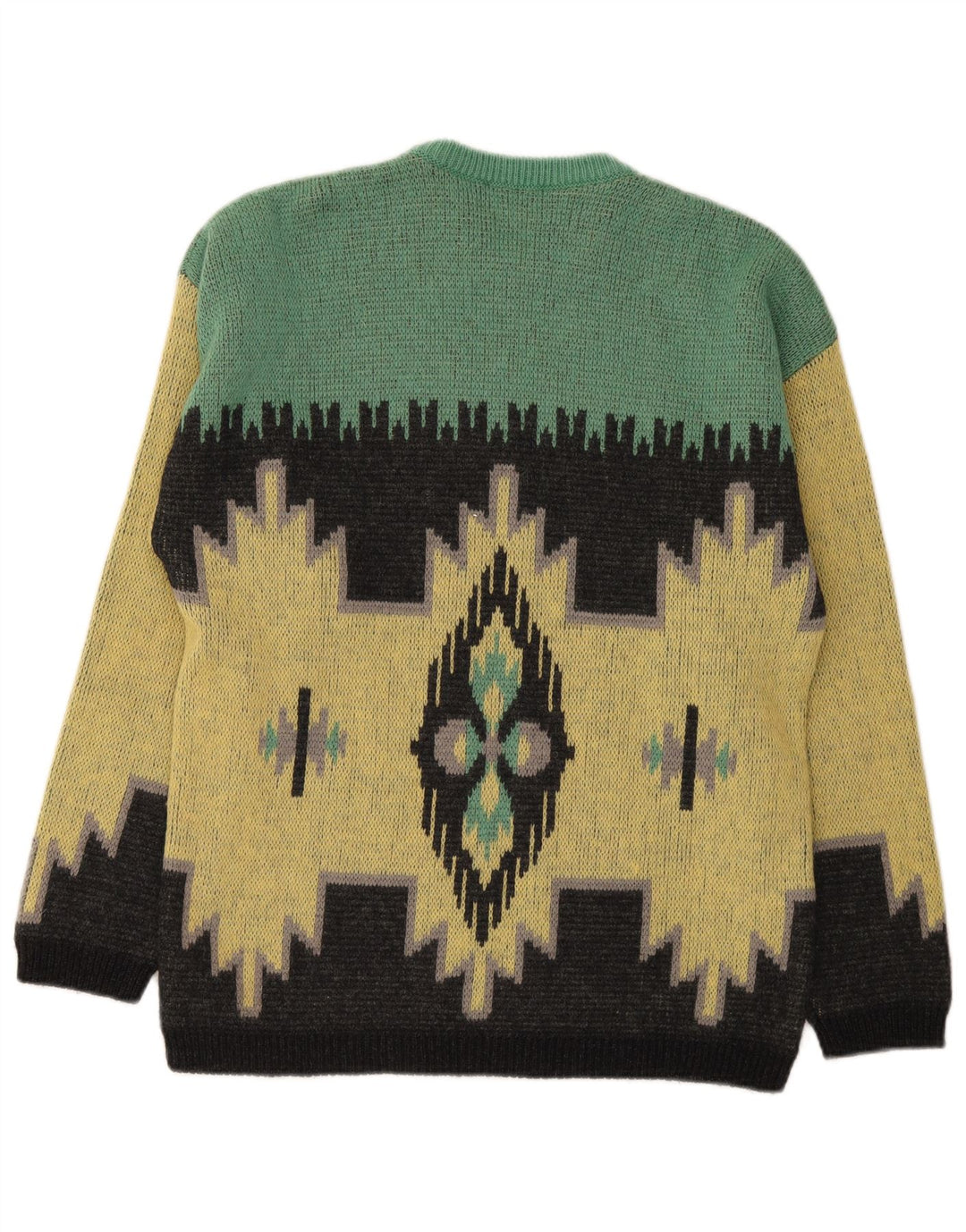 Męski sweter z okrągłym dekoltem Stefanel, średni żółty wełna Ikat
