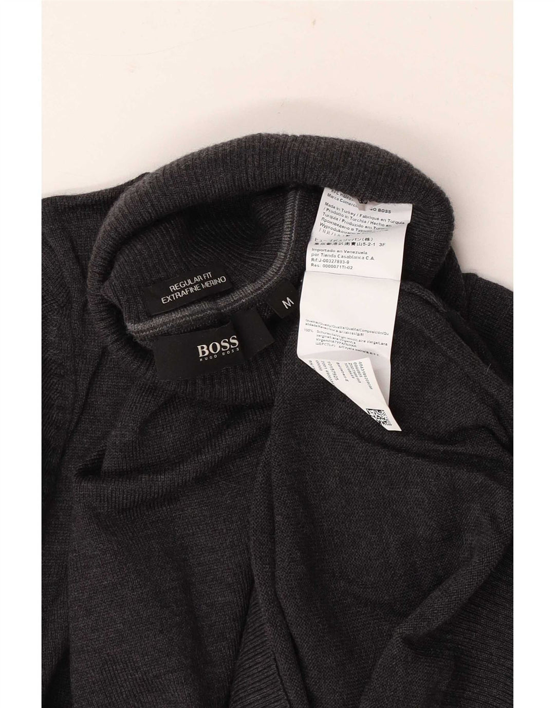 Męski sweter z golfem Hugo Boss o regularnym kroju, średnioszary, z dziewiczej wełny
