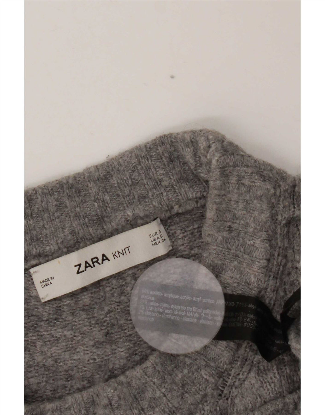 Damski sweter oversize z golfem Zara UK 10 Small Grey Flecked