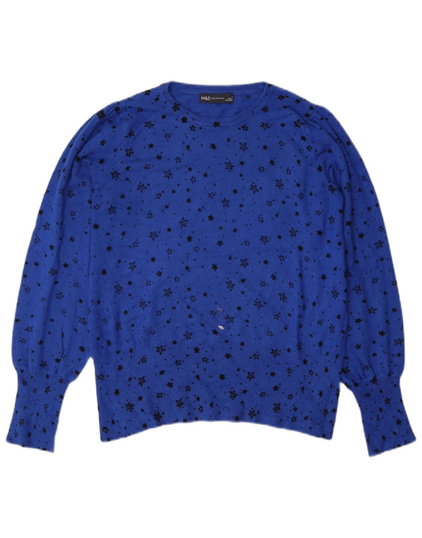 Marks & Spencer Damski sweter z dekoltem w łódkę, UK 14, średni niebieski