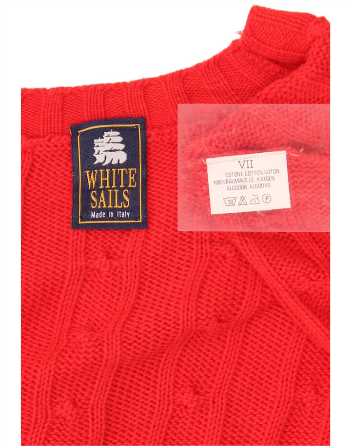 WHITE SAILS Męski sweter z dekoltem w kształcie litery V, XL, czerwony, bawełniany