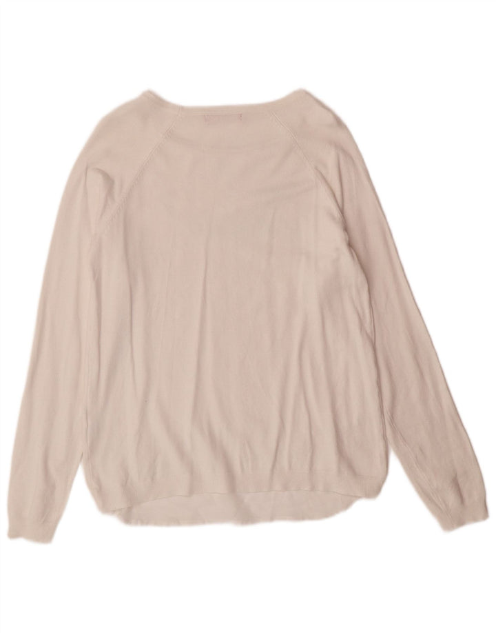 Damski sweter Guess z graficznym dekoltem w łódkę UK 10, mały, biały