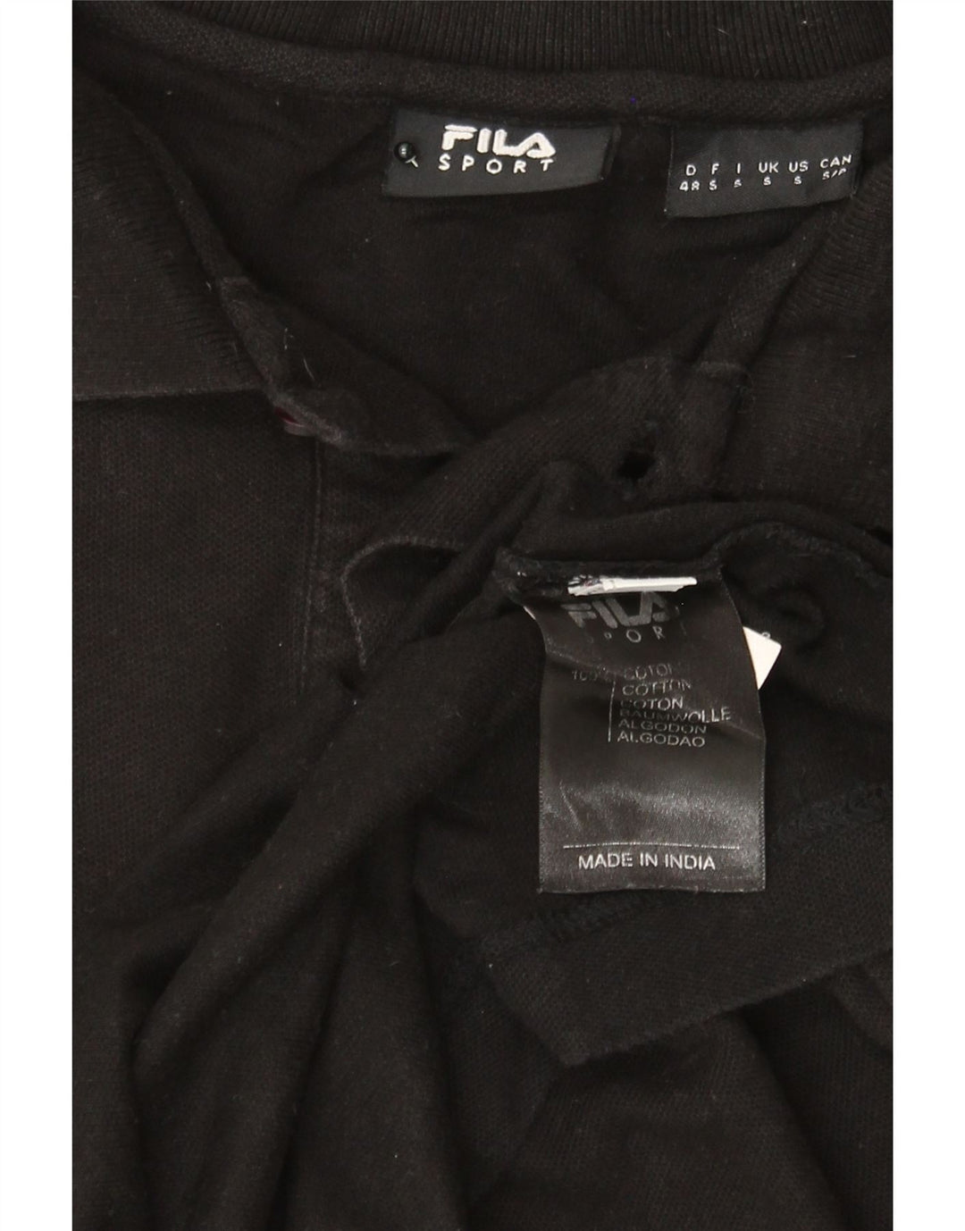 FILA Mens Long Sleeve Polo Shirt Small Black Cotton