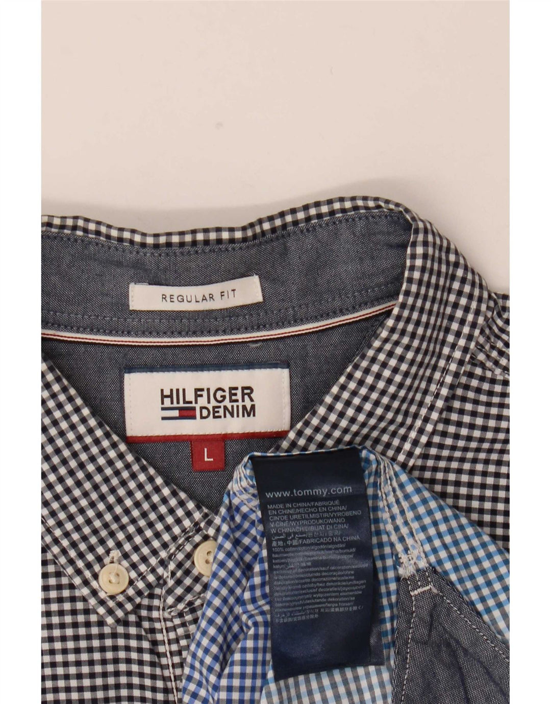 Męska koszula o regularnym kroju Tommy Hilfiger, duża, niebieska bawełniana kratka