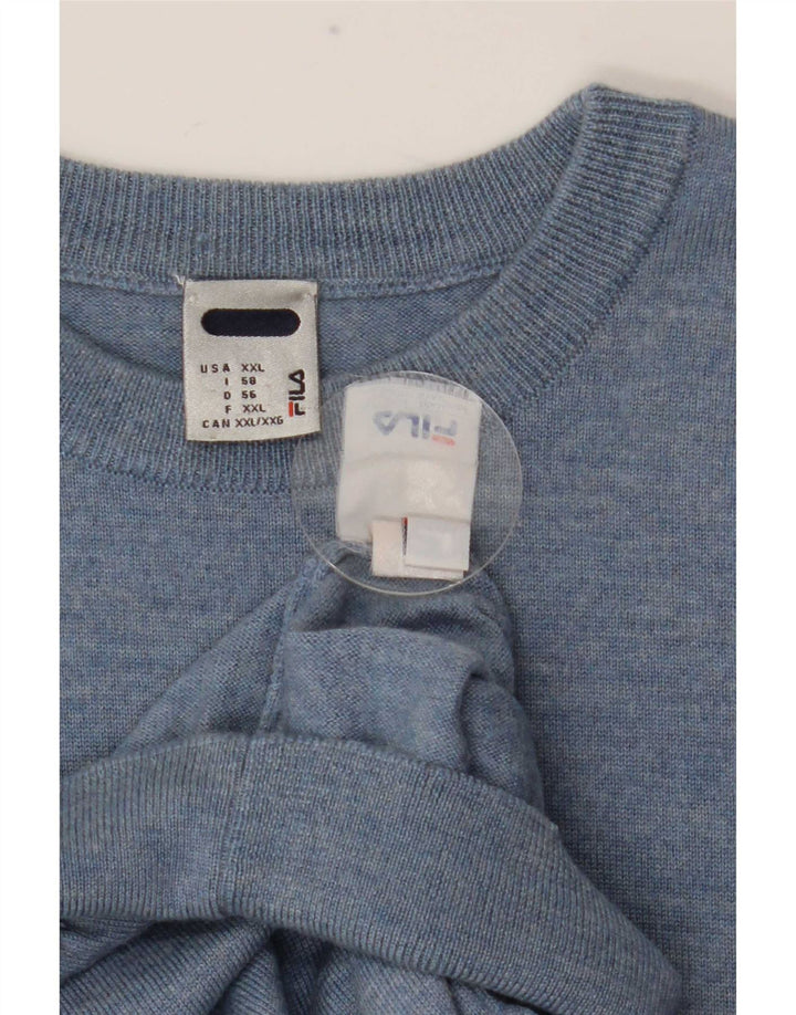 Męski sweter Fila z okrągłym dekoltem 2XL, niebieska wełna