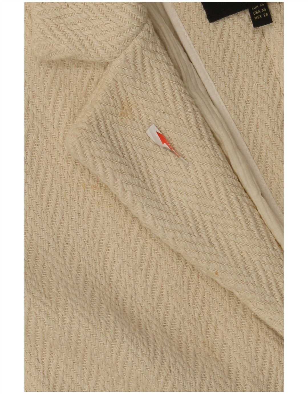 Massimo Dutti Damski płaszcz z otwartym rękawem 3/4 UK 6 XS w kolorze złamanej bieli w jodełkę