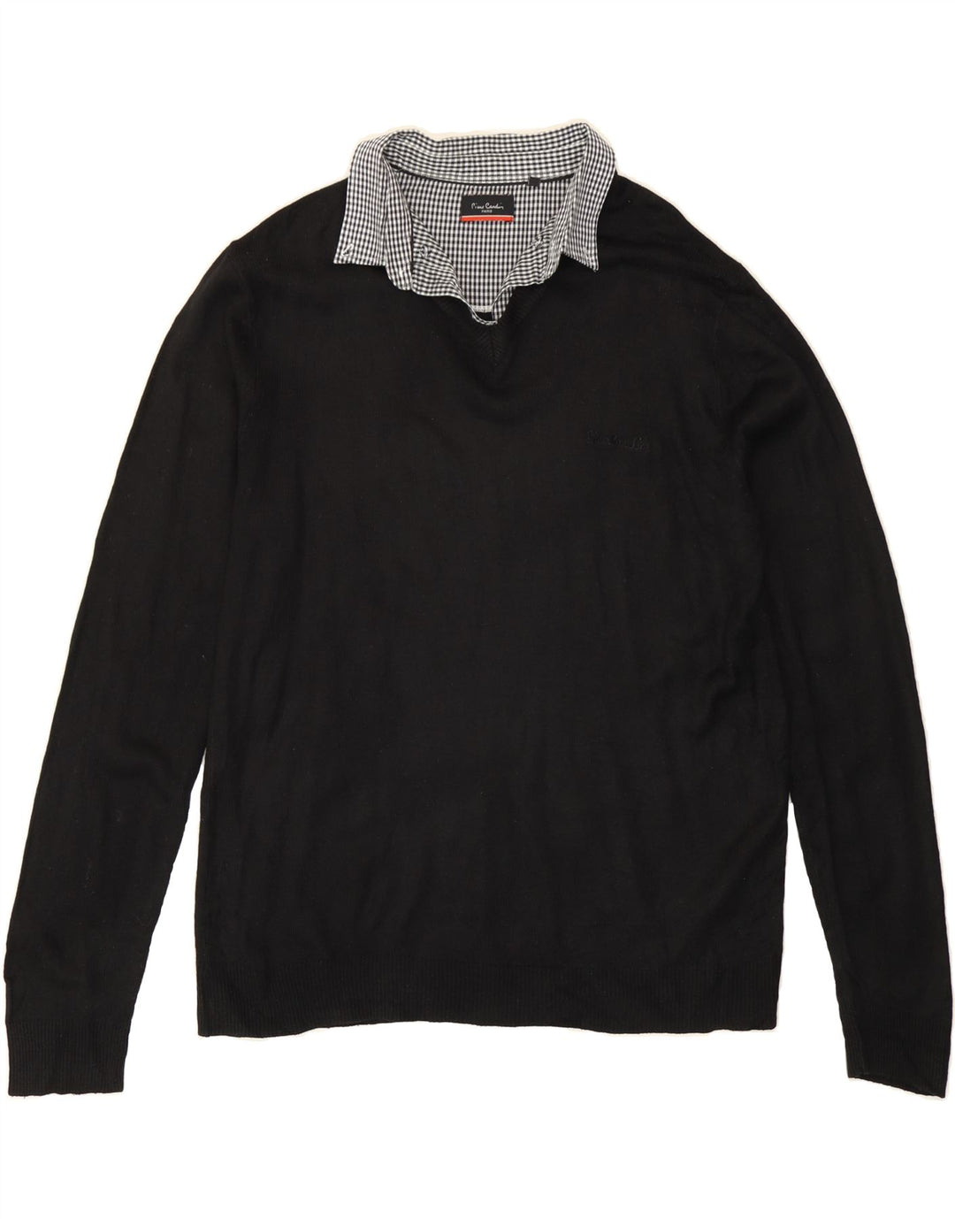 PIERRE CARDIN Mens V-Neck Jumper Sweater Large Black Acrylic Vintage Pierre Cardin and Second-Hand Pierre Cardin from Messina Hembry 