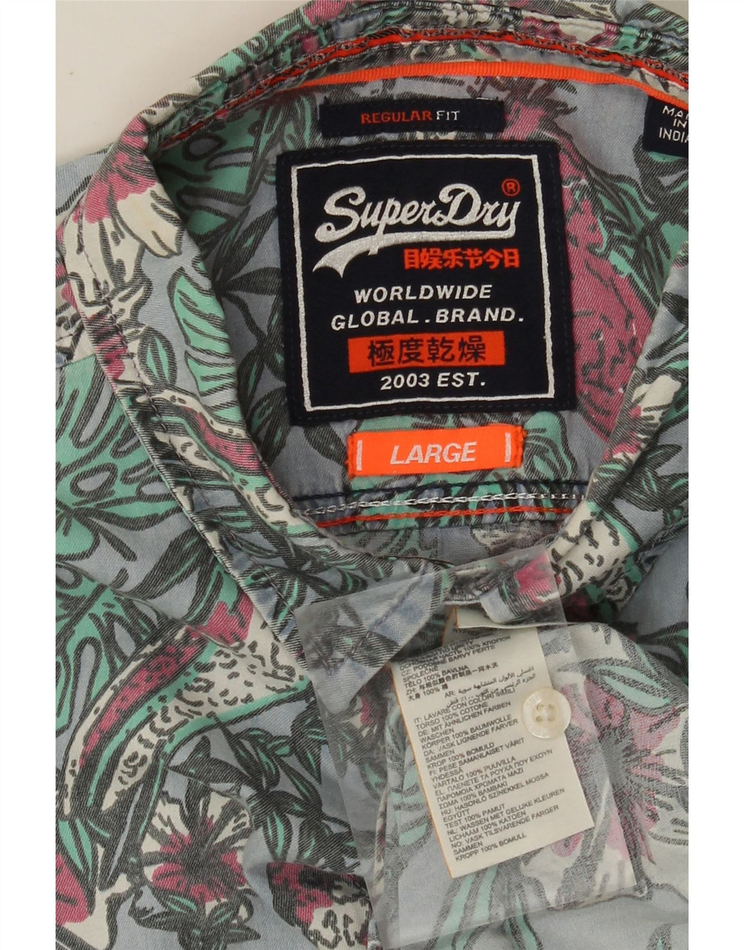 SUPERDRY Męska koszula z krótkim rękawem o regularnym kroju, duża, niebieska, bawełniana w kwiaty