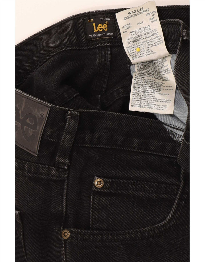 Męskie jeansy Lee Brooklyn Straight W40 L32, czarne, bawełniane
