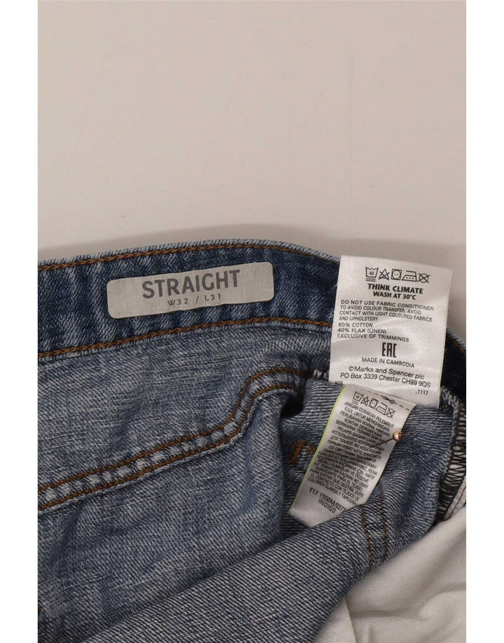 Marks & Spencer Męskie proste dżinsy W32 L31 Niebieskie bawełniane