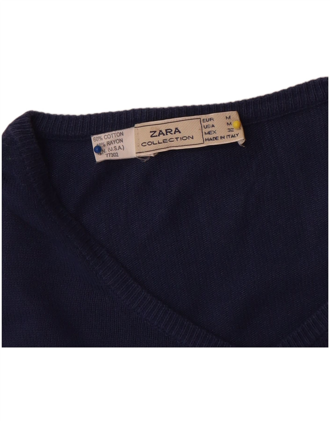 Sweter damski Zara UK 14, średni granatowy, bawełniany