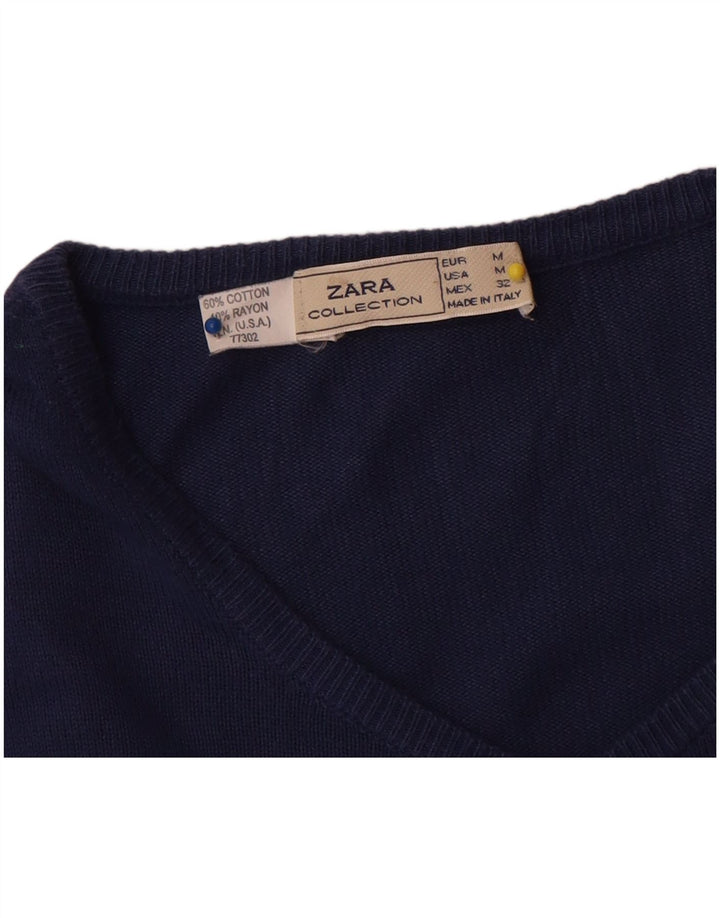 Sweter damski Zara UK 14, średni granatowy, bawełniany