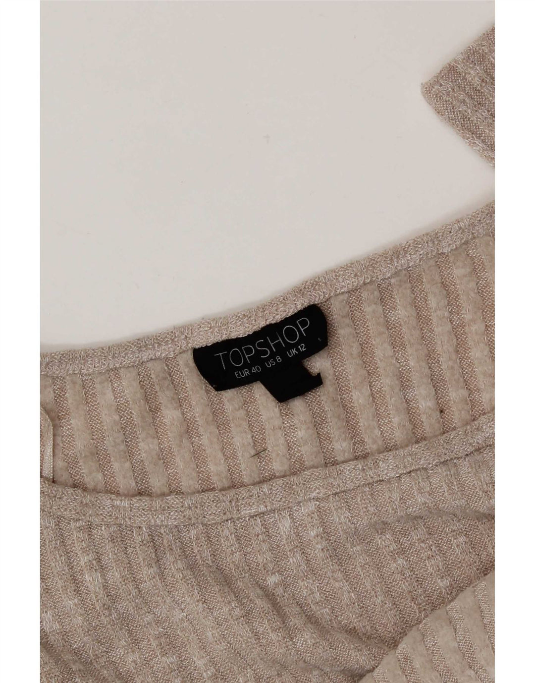 Topshop damski krótki top oversize z długim rękawem UK 12 średni beż nakrapiany