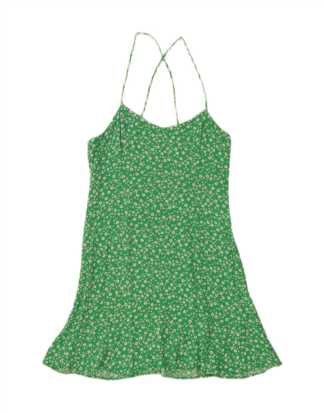 Damska sukienka Zara Sundress UK 12 Średnia zielona wiskoza w kwiaty
