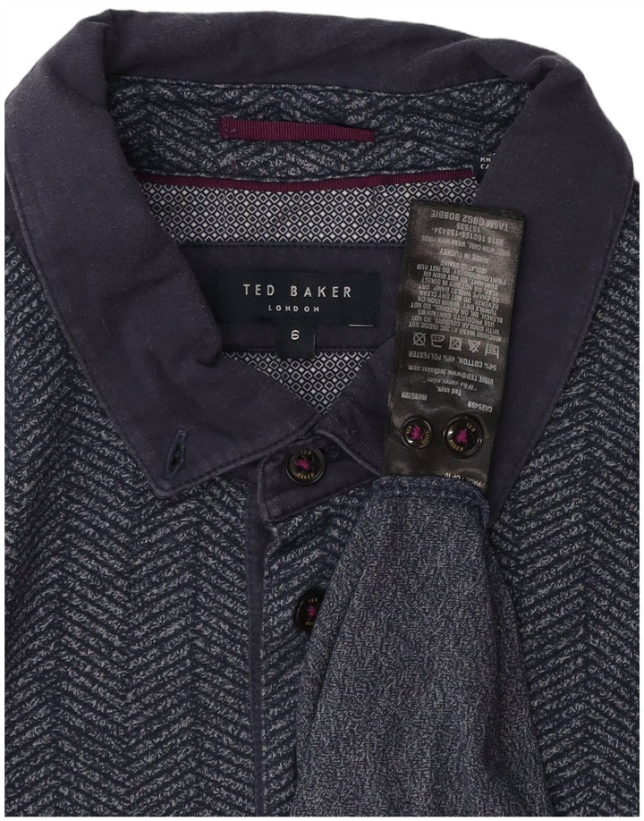 Męska koszulka polo TED BAKER, rozmiar 6 2XL, granatowa, bawełniana w jodełkę