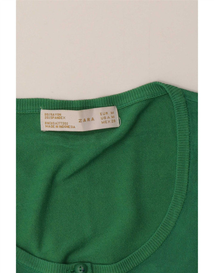 Sweter damski Zara Cardigan UK 12 Średni zielony sztuczny jedwab