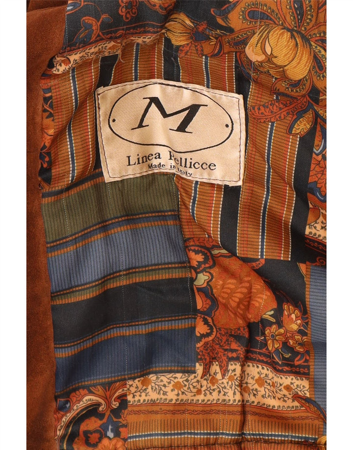 Vintage damski, oversize'owy, zamszowy płaszcz z podwójnymi piersiami IT 42, średni brąz